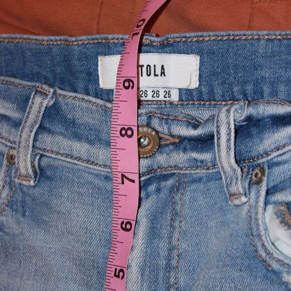 pistola Blue high-Rise Destructed Straight Leg Jeans Women's Size 26 - Picture 9 of 12